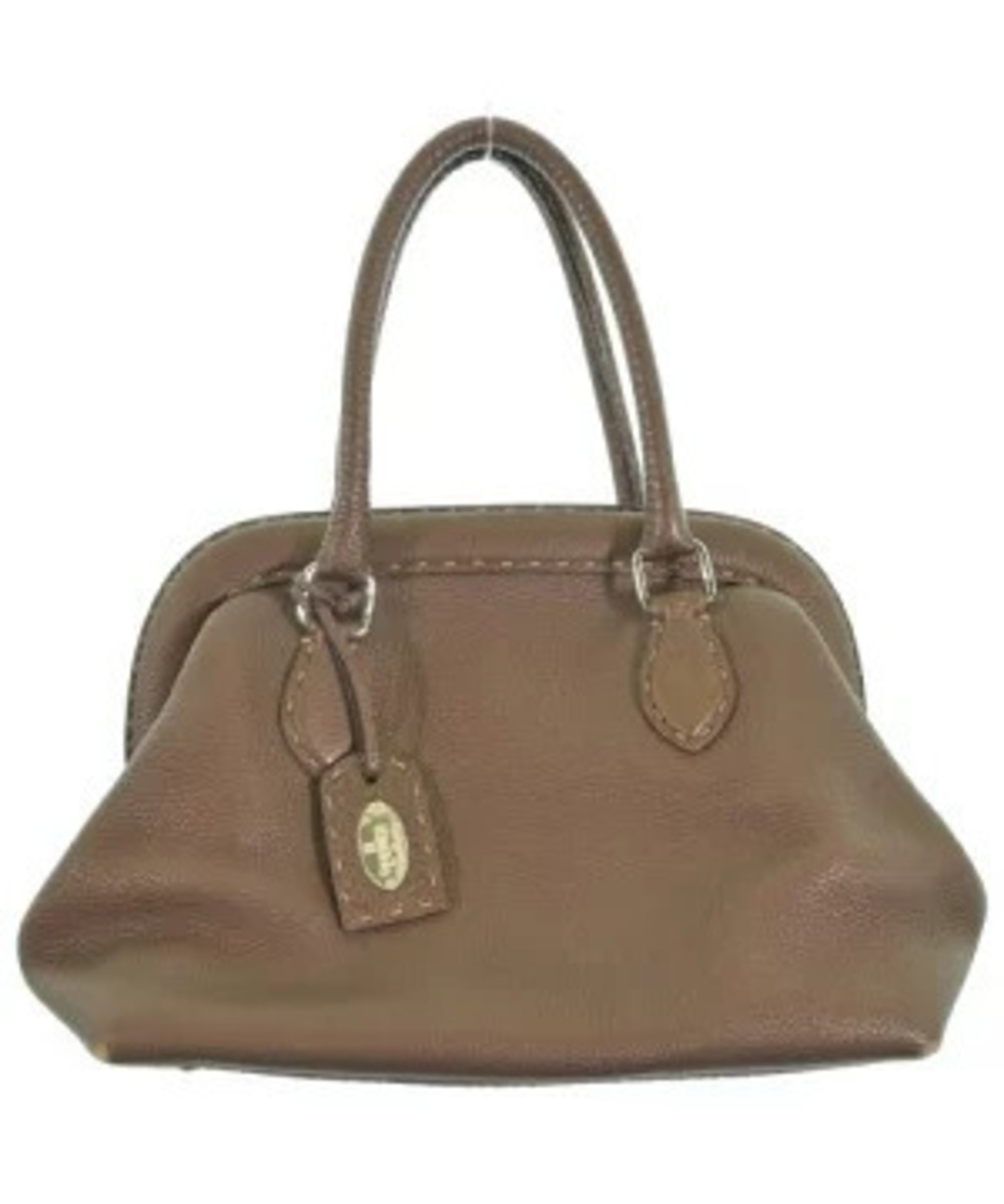 Fendi Selleria handbag frame stitched Brown